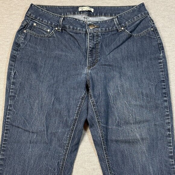 Riders By Lee Womens Blue Denim No Gap Waist Bootcut Jeans Mid Rise Size 18P - Picture 3 of 12